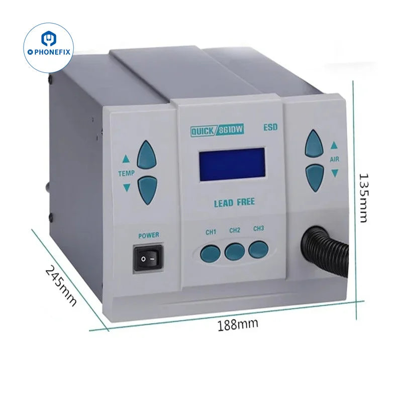 QUICK Station 1000W Smart Hot Air Desoldering Station 861DW Digital Display Precise Temperature Control Heat Gun Soldering Tool