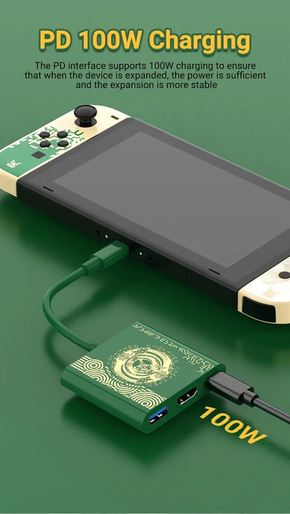 Docking Station PD100W para Nintendo Switch/OLED/Steam Deck/Teléfono/iPad/Laptop (Modo TV, USB-C a HDTV 4K)