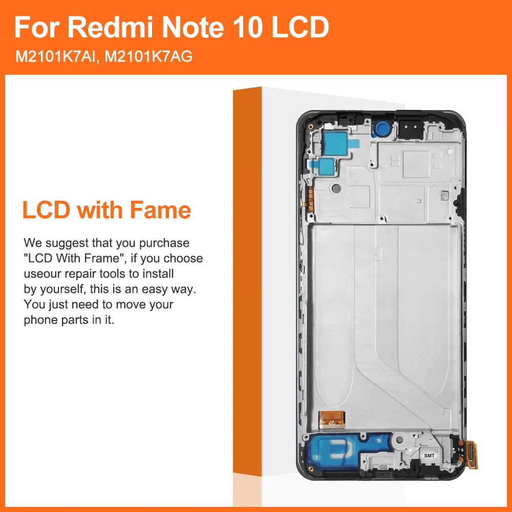 6.43"AMOLED Display For Xiaomi Note 10 4G LCD Display Touch Screen Digitizer Assembly For Redmi Note 10S M2101K7AI M2101K7BG