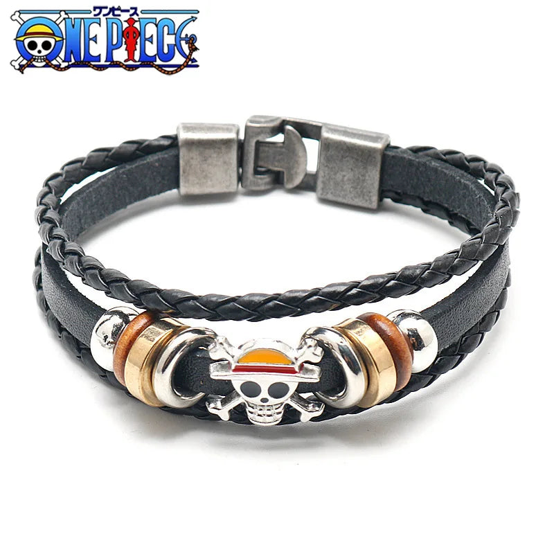 Pulsera Cuero Vintage Anime One Piece (Accesorio Juguete Periférico Animación) Regalo Cumpleaños
