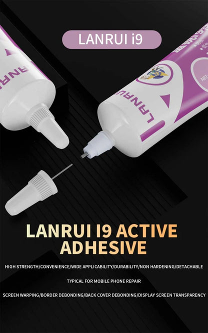 Pegamento Activo Universal LANRUI I9 para Marco/Tapa Trasera Pantalla LCD Móvil/Notebook (Reparación Despegado, Sellador Impermeable)
