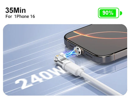 Adaptador Magnético AUFU Tipo C 9 Pines (240W Carga Rápida USB-C a Tipo C) Conector OTG para Samsung/Xiaomi/Lenovo Laptop (Pack 3 Unidades)