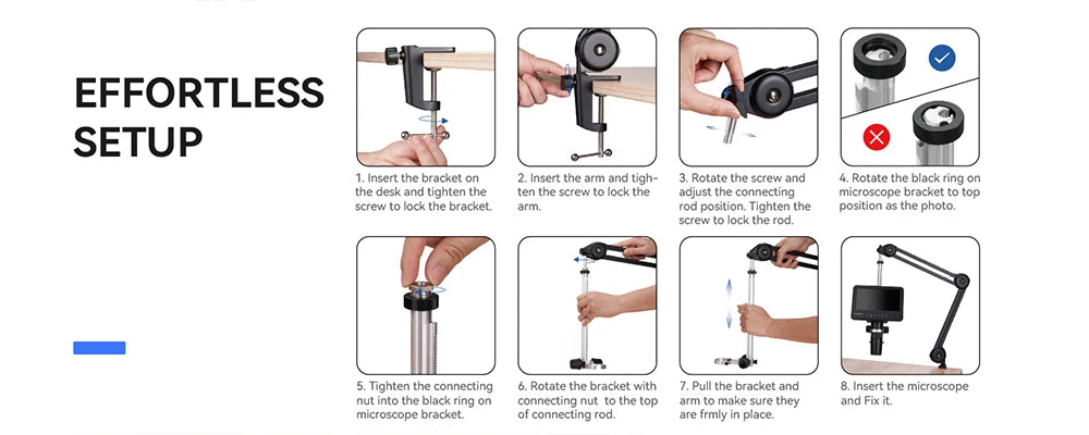 Elikliv Digital Microscope Flexible Arm Suspension Boom Scissor Arm Stand Metal Bracket for DM602 flex