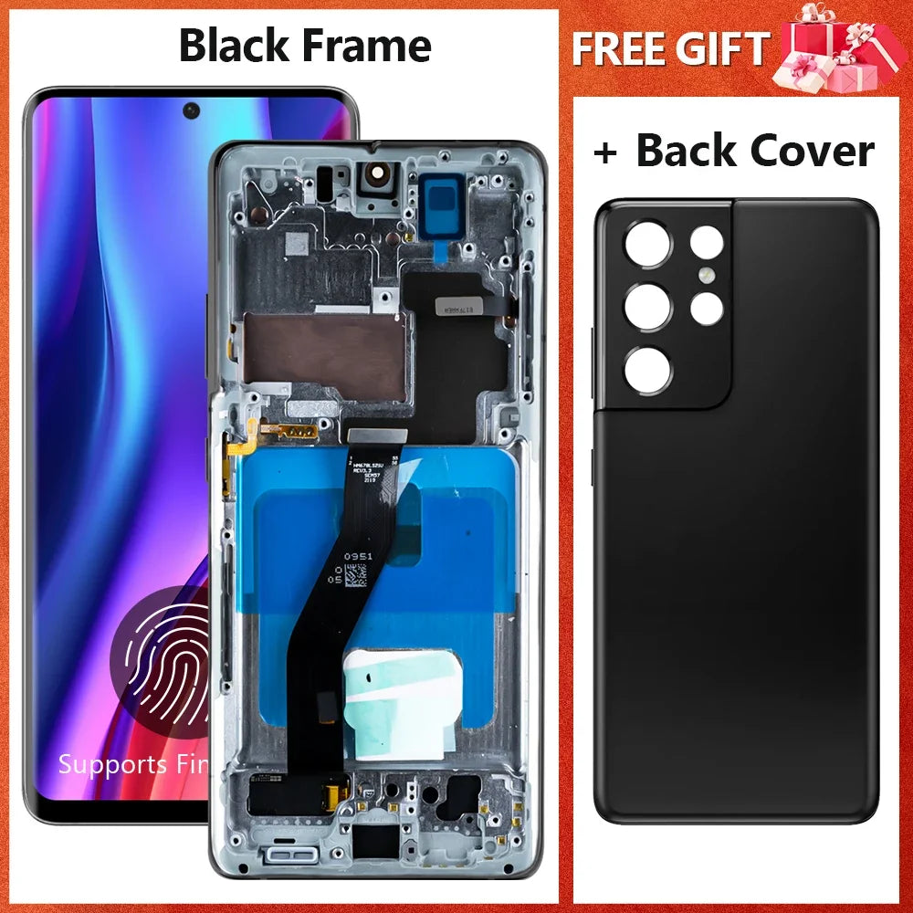 Pantalla S21 Ultra AMOLED de 6,8 pulgadas con huellas dactilares para Samsung Galaxy S21 Ultra 5G G998B G998B/DS pantalla Lcd montaje de pantalla táctil