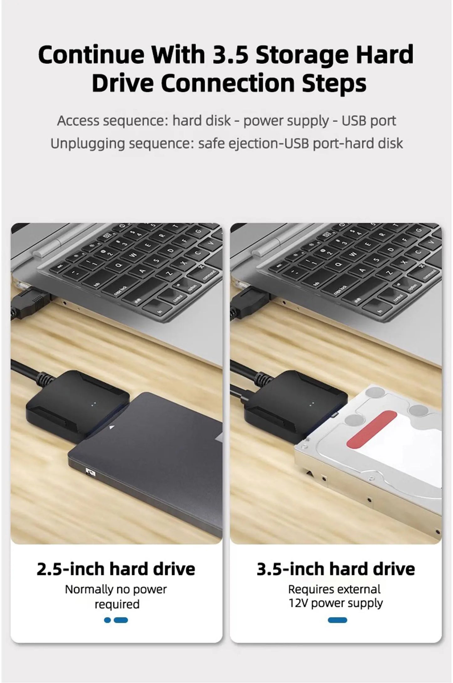 Cable Adaptador Coolcirc USB 3.0 a SATA para Disco Duro HDD/SSD Externo 2.5"