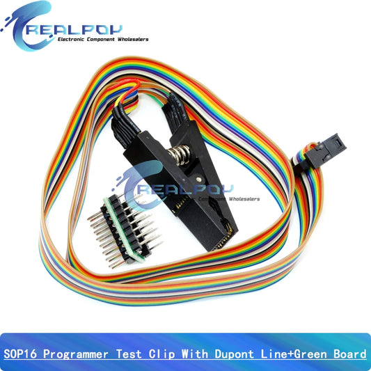 Kit Programador USB CH341A 24/25 Series EEPROM Flash BIOS + Clip Test SOP16/SOIC16 para RT809F/TL866