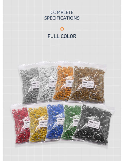 Conector Ferrule Cobre Oricalco Terminal Punta Cable Aislado Crimp (0.5-6mm², 22-10AWG, E0510-E6010) (1000 Unidades)