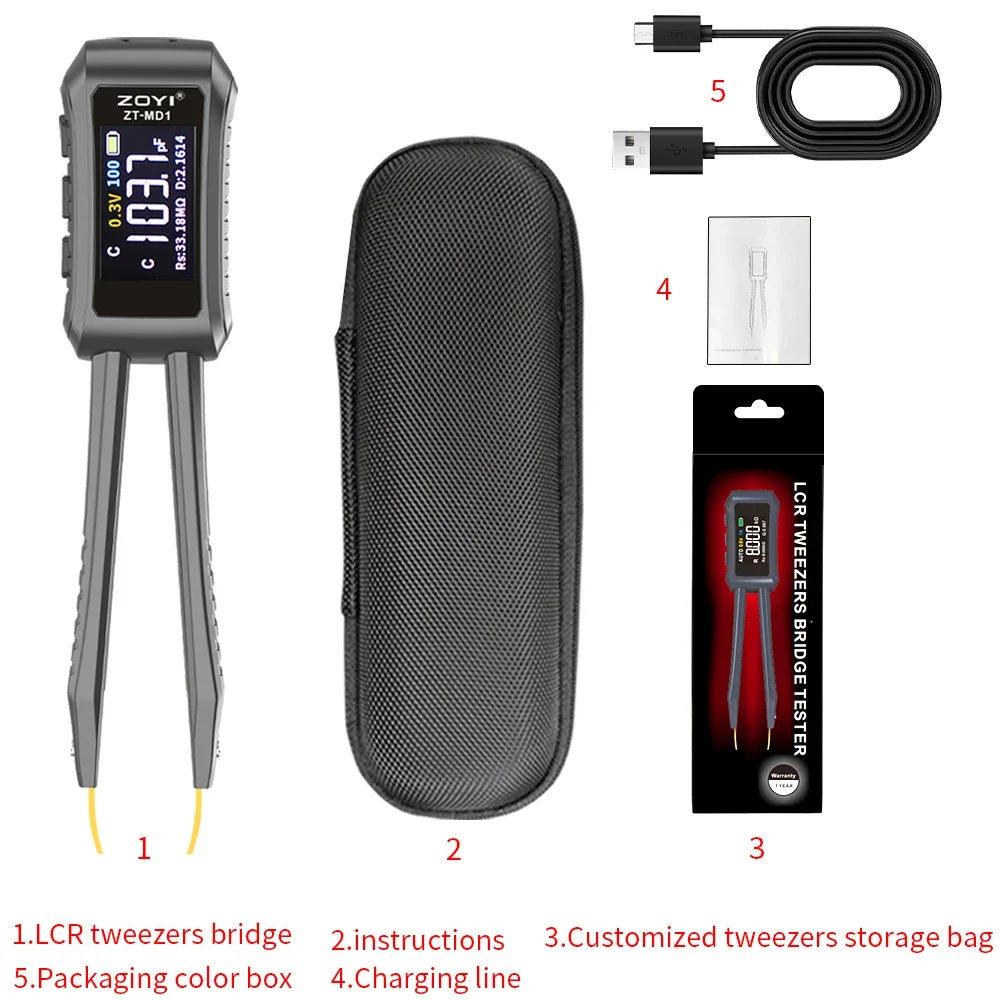 Multímetro Digital Portátil ZOYI ZT-MD1 (Tipo Pinza Inteligente) - Tester LCR/SMD (Resistencia/Capacitor/Inductor)
