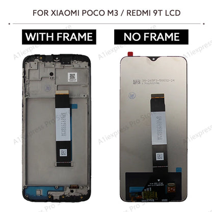 6.53" LCD Display For Xiaomi Poco M3 Redmi 9T LCD Touch Screen Digitizer Assembly With Frame M2010J19CG Replacement Repair Parts