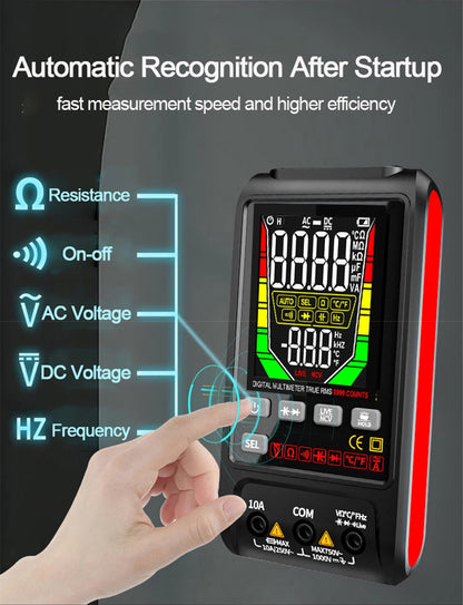 Multímetro Digital Inteligente USB (9999 Cuentas) - Pantalla Grande, AC/DC, Capacitancia, Ohm, Hz, Temp
