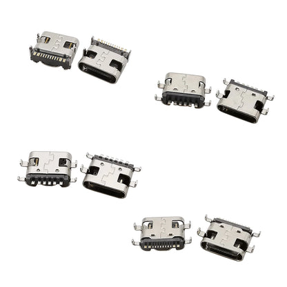 Conector Socket Carga USB Hembra Tipo C (6 Pines/16 Pines) para Soldadura PCB DIY Reparación Adaptador Jack (Caja 100 Unidades)