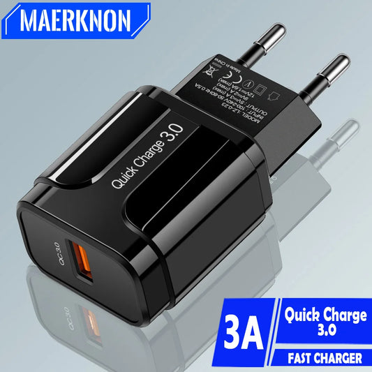 Cargador USB QC 3.0/4.0 (5V 3A) Carga Rápida Universal para Teléfonos Móviles/Tablets iPhone/Xiaomi/Samsung S20