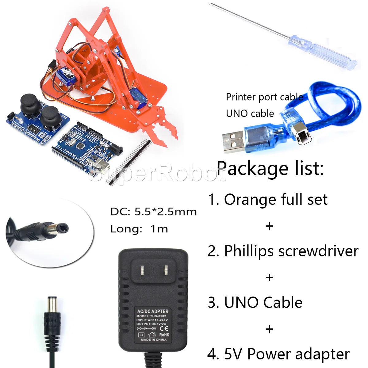 Kit Garra Brazo Robot Manipulador Mecánico Acrílico 4-DOF (Desarmado, para SG90/MG90S) Arduino STEAM