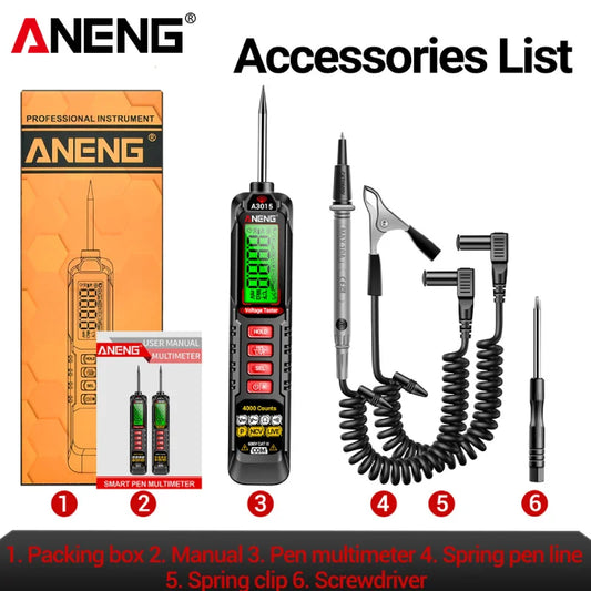 Lápiz Tester Voltaje Digital ANENG HA3015 (4V-600V) - 4000 Cuentas, Inteligente para Electricista/Automotriz