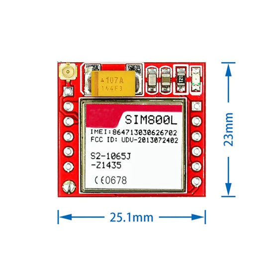 Módulo GSM/GPRS SIM800L (Micro SIM, Quad-Band, Puerto Serial TTL) con Antena PCB para Arduino