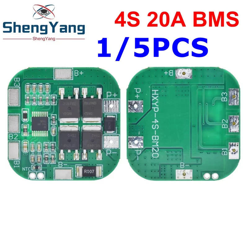 1/5PCS 4S 14.8V / 16.8V 20A peak li-ion BMS PCM battery protection board bms pcm for lithium LicoO2 Limn2O4 18650 li battery