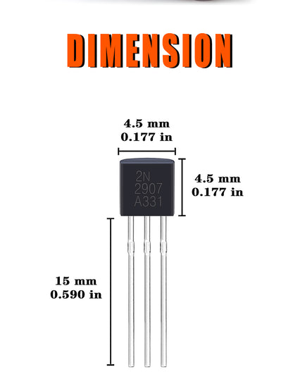 Kit Transistores BJT Potencia Bipolar (A1015/BC327/BC337/C1815/S8050/S8850/2N2222/2N2907/2N3904/2N3906, PNP/NPN) Kit Electrónico (200 Piezas)