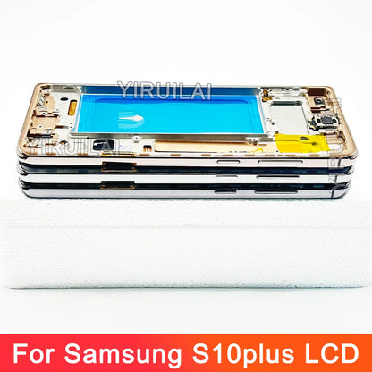 Pantalla probada S10Plus LCD con marco para SAMSUNG S10 Plus S10 + G975 G975F/DS reemplazo del ensamblaje del digitalizador de pantalla táctil