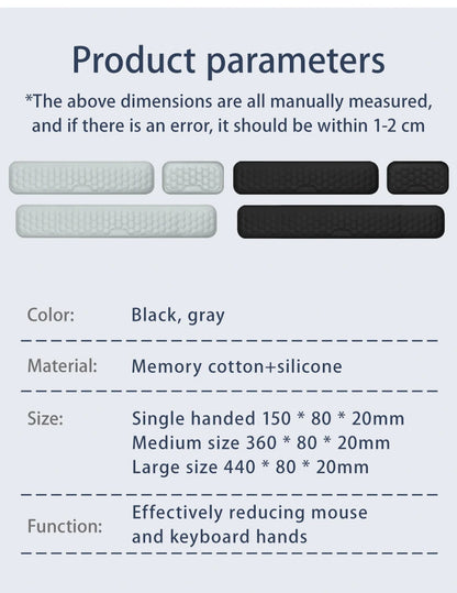 Reposamuñecas Ergonómico Espuma Memoria para Teclado y Mouse Pad (Protección Oficina/Tipeo) Computadora/Notebook