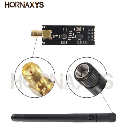 Módulo Transceptor RF Inalámbrico NRF24L01+PA+LNA (2.4G, 1100m) con Antena y Adaptador Breakout 3.3V (5 Unidades)