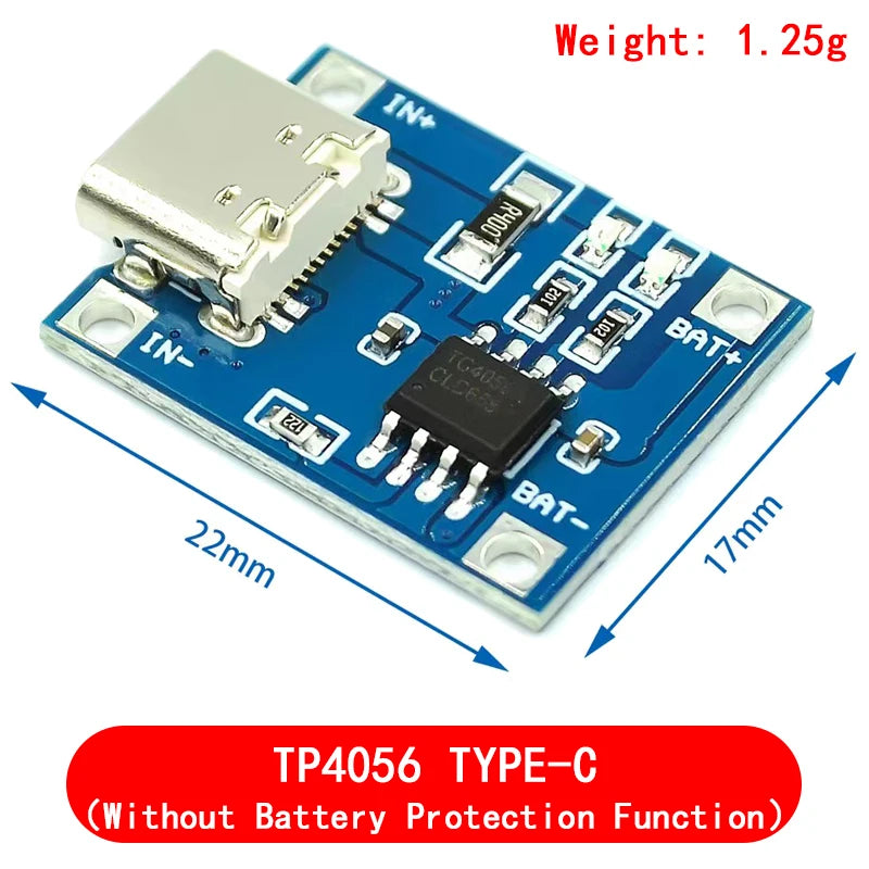 Lote 10 Pcs Módulo Cargador Batería Litio TP4056 5V 1A 18650 con Protección Dual 1A Li-ion