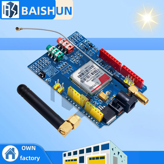 Kit Módulo GSM/GPRS SIM900 Quad-Band (850/900/1800/1900MHz) Placa Desarrollo Ultra Compacta con Antena SMA para Arduino