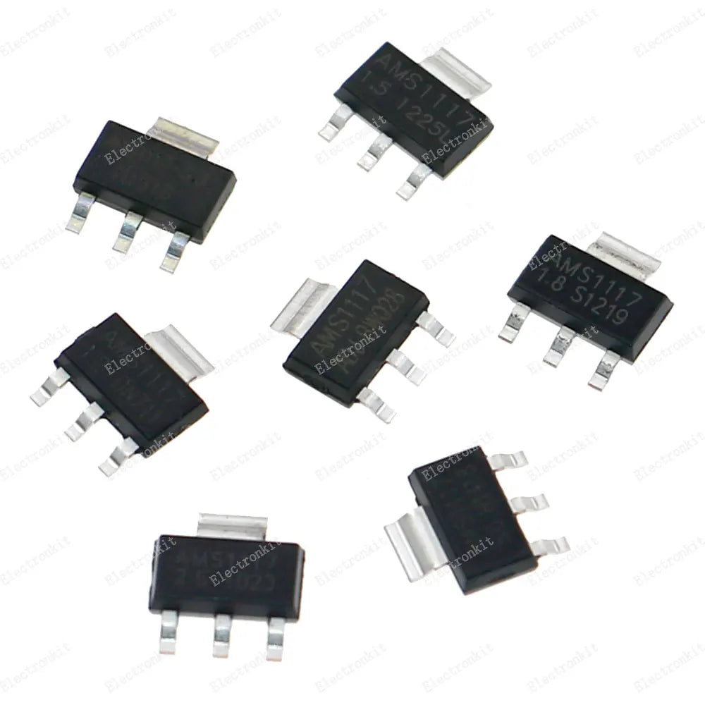 Kit Reguladores Voltaje LDO AMS1117 (7 Valores: ADJ, 1.2V-5V) SMD SOT-223 - 70 Pcs en Caja