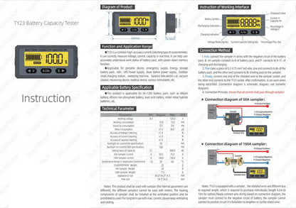 Monitor Batería (Coulombímetro) 50A/100A - Tester Capacidad (Plomo-Ácido/LiFePO4/Li-ion) 12V-60V