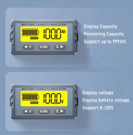 Monitor Batería (Coulombímetro) 50A/100A - Tester Capacidad (Plomo-Ácido/LiFePO4/Li-ion) 12V-60V