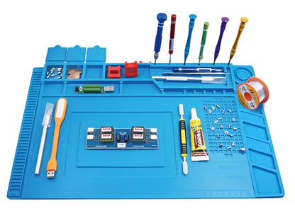 Alfombrilla Trabajo Silicona ESD Aislante Resistente Calor para Estación Soldadura Reparación Teléfono Kit Herramientas Plataforma Escritorio