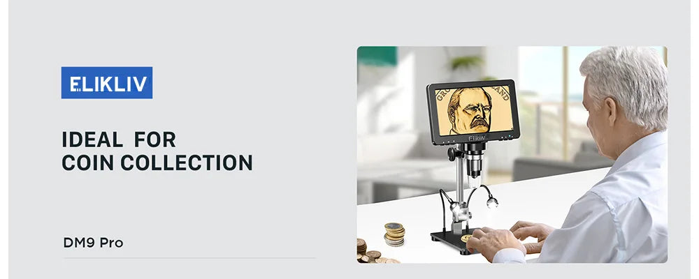 Elikliv EDM9 Pro 1200X HDMI Digital Microscope with 7'' IPS Screen 16MP Coin Soldering Electronic Microscope 32G for Windows Mac
