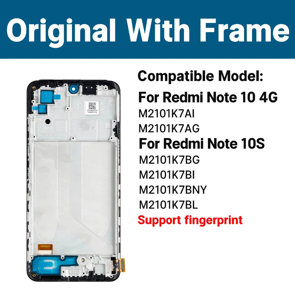 M2101K7BNY Lcd For Xiaomi Redmi Note 10S Display Touch Screen with Frame Wholesale Screen Display For Xiaomi Redmi Note 10 4G