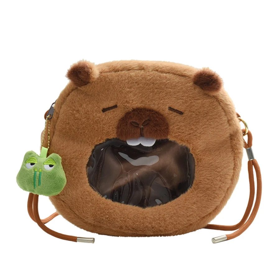 Mochila Peluche Capibara Kawaii Bolso Hombro/Mini Morral Muñeco Peludo Regalo