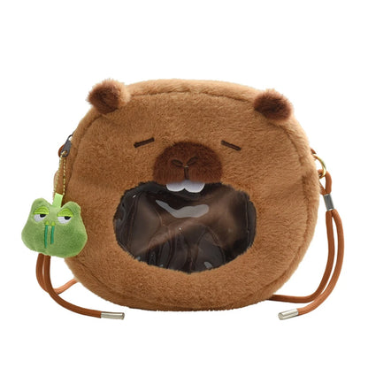 Mochila Peluche Capibara Kawaii Bolso Hombro/Mini Morral Muñeco Peludo Regalo