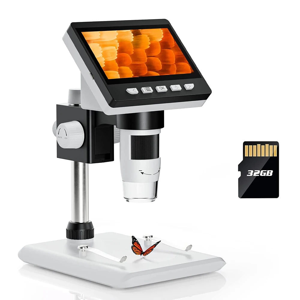 Elikliv EDM43 1080P Digital Microscope 4.3" IPS Screen Microscopes 1000x Entire Coin View Soldering Microscopio for PC Laptop