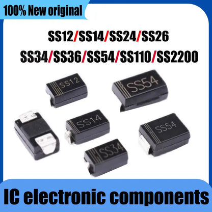 Diodo Schottky SMD SMA (SS12/SS14/SS24/SS26/SS54/SS34/SS36/SS110/SS2200) - Pack 10 Unidades (Variedad Modelos)