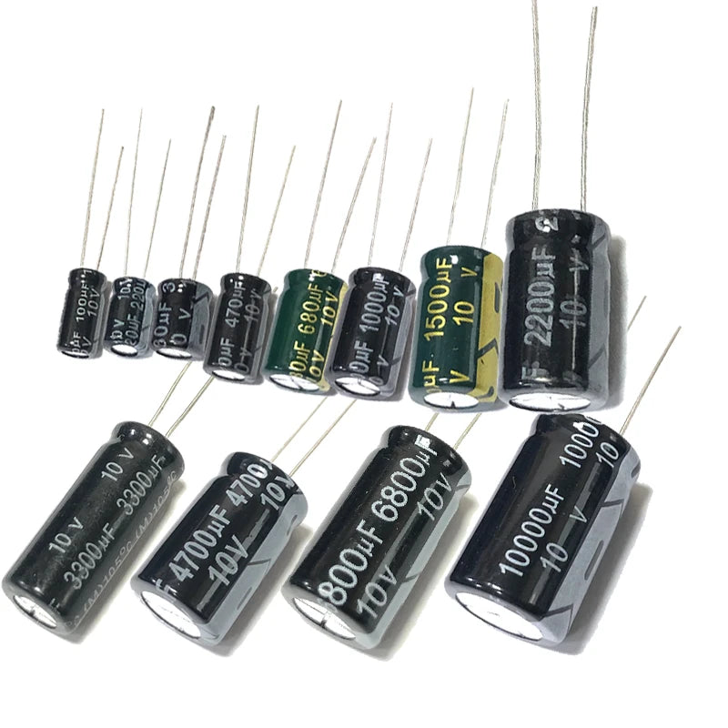Capacitor Electrolítico Aluminio (100uF-680uF, 10V, 5x11mm) - Unidad (Especificar Valor)