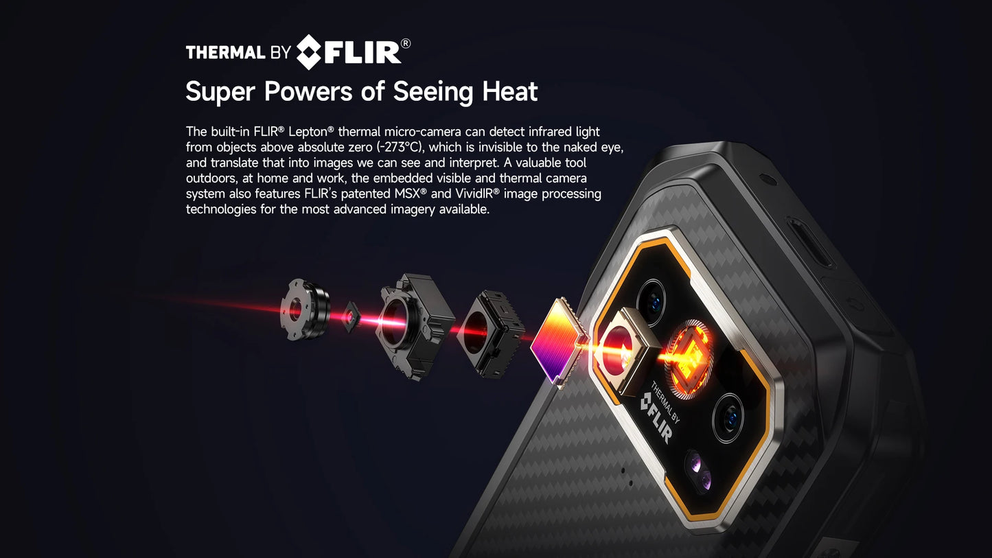 Celular Rugged Ulefone Armor 27T 4G con Cámara Térmica FLIR® y Visión Nocturna (10600mAh, 24GB/256GB, Android 14)