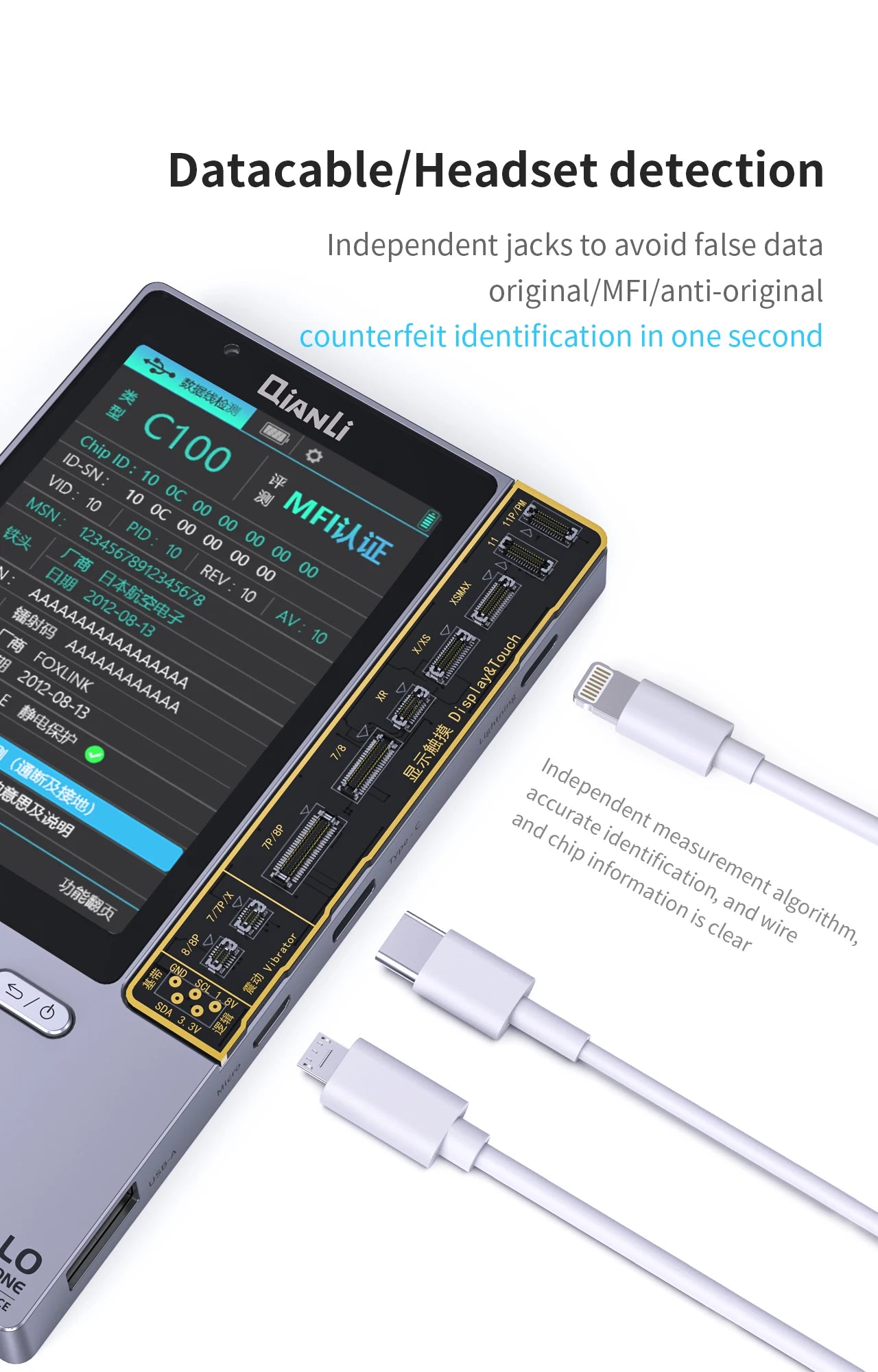 Qianli Apollo interstellar One For iPhone Fixed Photosensitive Original Color Data Line Detection Battery Code Read And Write