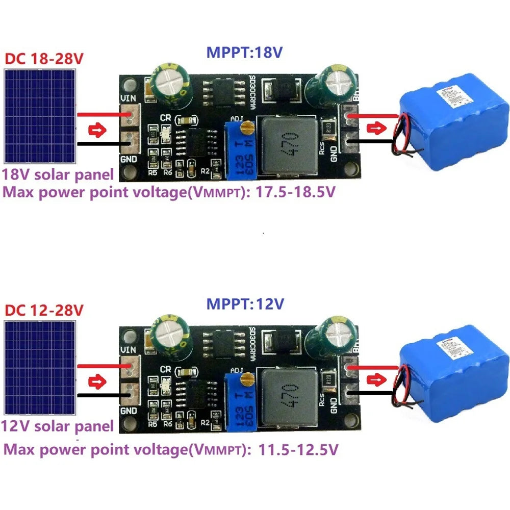 Módulo Controlador Carga Panel Solar MPPT 1A Batería Ion/Titanato Litio Regulador