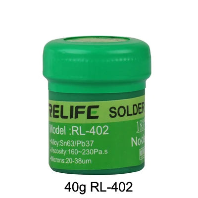 Pasta de Soldar Estaño RELIFE (Sn63/Pb37, 183°C Media Temperatura) Flux No-Clean Rosin para Reballing BGA/PCB/SMT