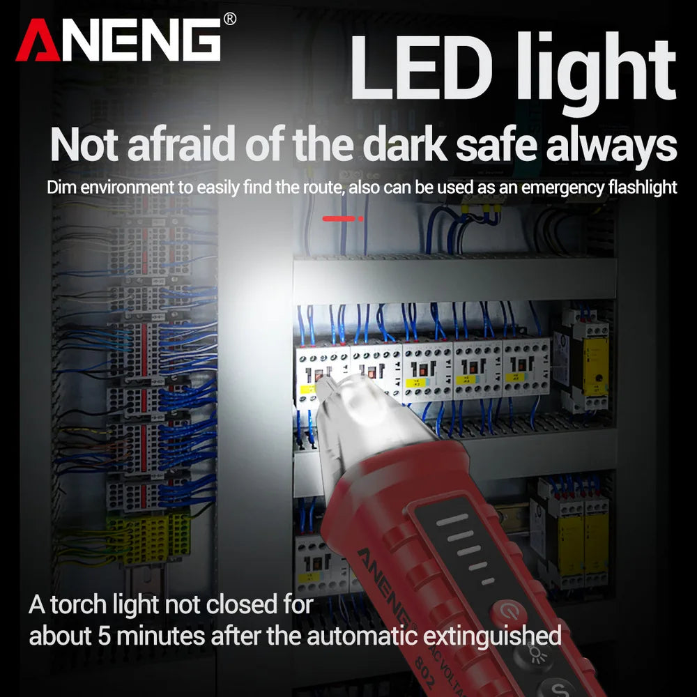 Lápiz Detector Voltaje AC Sin Contacto ANENG VD802 (12V-1000V) Indicador Eléctrico LED