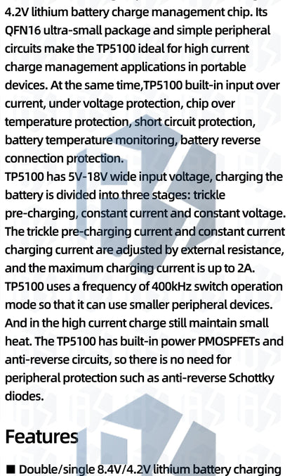1~10PCS TP5100 double single lithium battery charge management compatible 2A rechargeable lithium plate