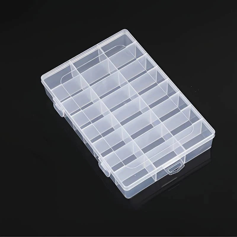 Caja Almacenamiento Transparente 24 Rejillas para Hardware/Botones/Pesca/Joyería/Accesorios/Papelería