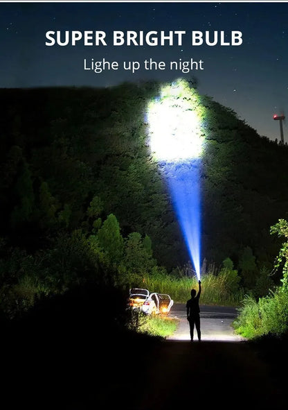 Linterna LED Alta Potencia (5 LEDs) Recargable Foco Camping con Luz Lateral (3 Modos) para Aventura Exterior