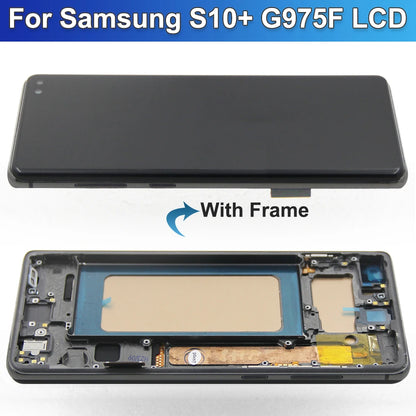 Pantalla LCD de 6,4 pulgadas para Samsung, repuesto de montaje de digitalizador con pantalla táctil, probado, S10 +, G975F, G975U, G975W, G975
