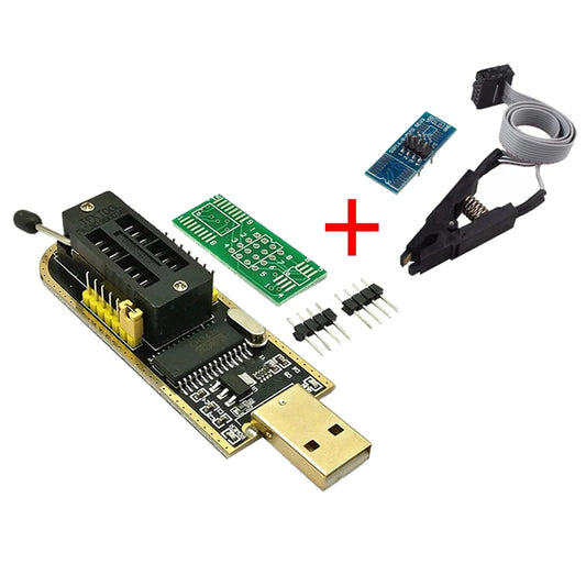 Kit Programador USB CH341A 24/25 Series EEPROM Flash BIOS + Clip Test SOIC8/SOP8 (Variante 1)