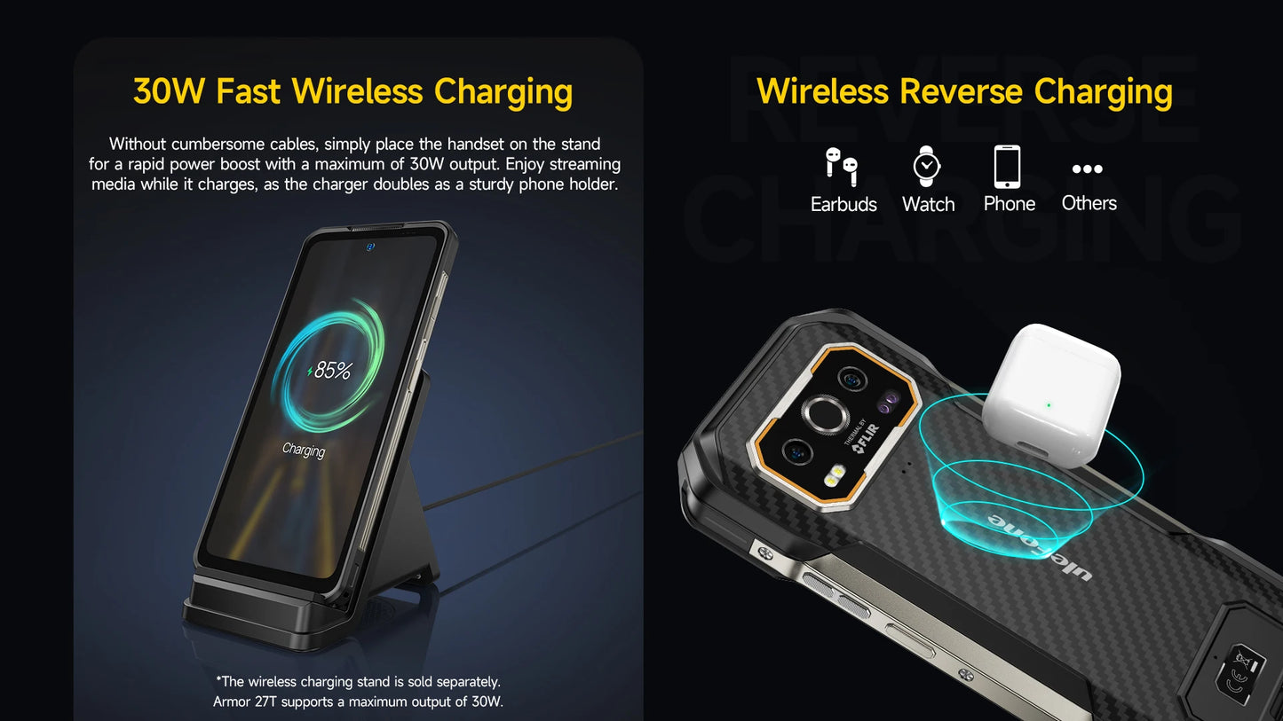 Celular Rugged Ulefone Armor 27T 4G con Cámara Térmica FLIR® y Visión Nocturna (10600mAh, 24GB/256GB, Android 14)