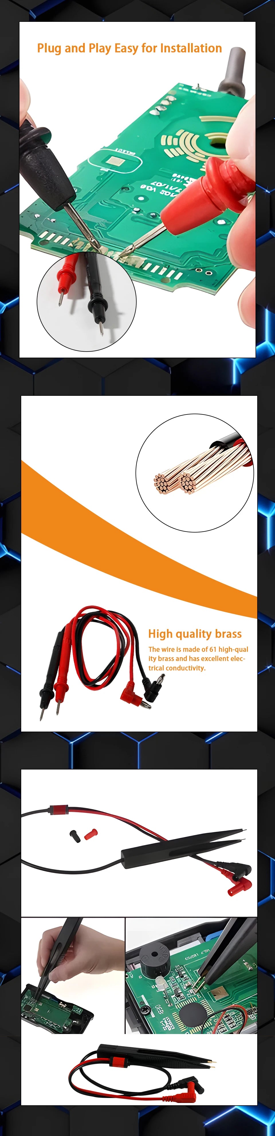 Puntas Prueba Multímetro Universales - Cable Banana Plug a Pinzas Cocodrilo