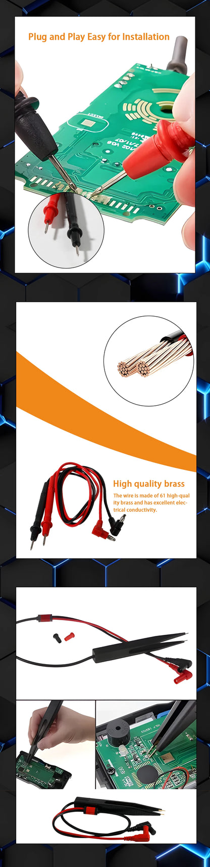 Puntas Prueba Multímetro Universales - Cable Banana Plug a Pinzas Cocodrilo